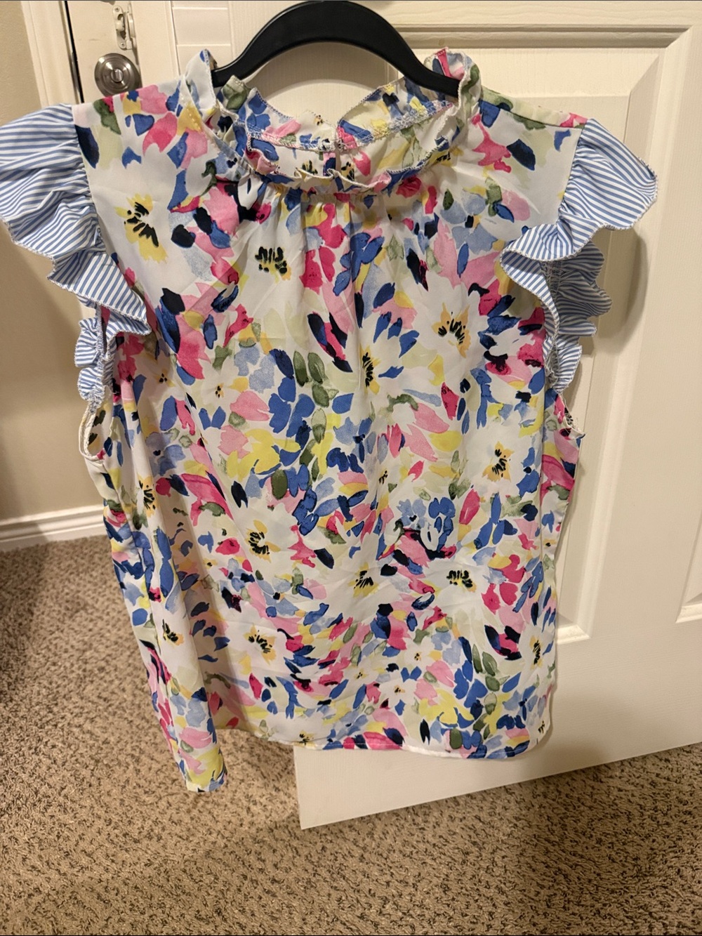 Girls Floral Ruffle Camisole Top - White Multi